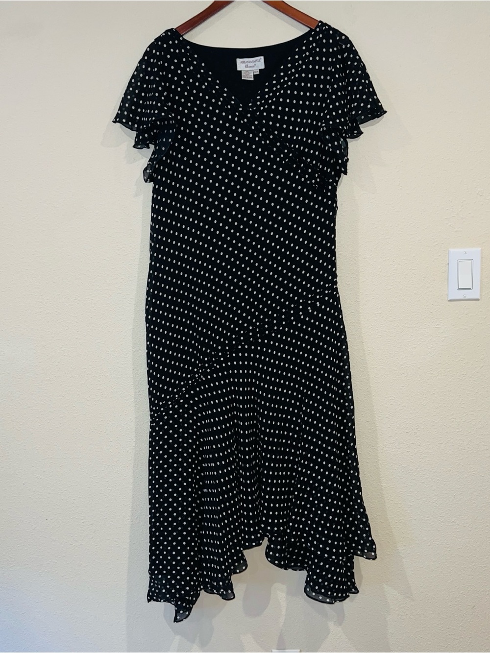Women’s  vintage Adrianna Papell silk chiffon polka dot midi dress.size 16W